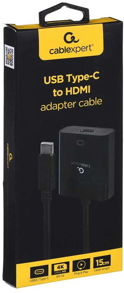 GEMBIRD USB Type-C į HDMI adapterio laidas 4K60Hz 15cm juodas