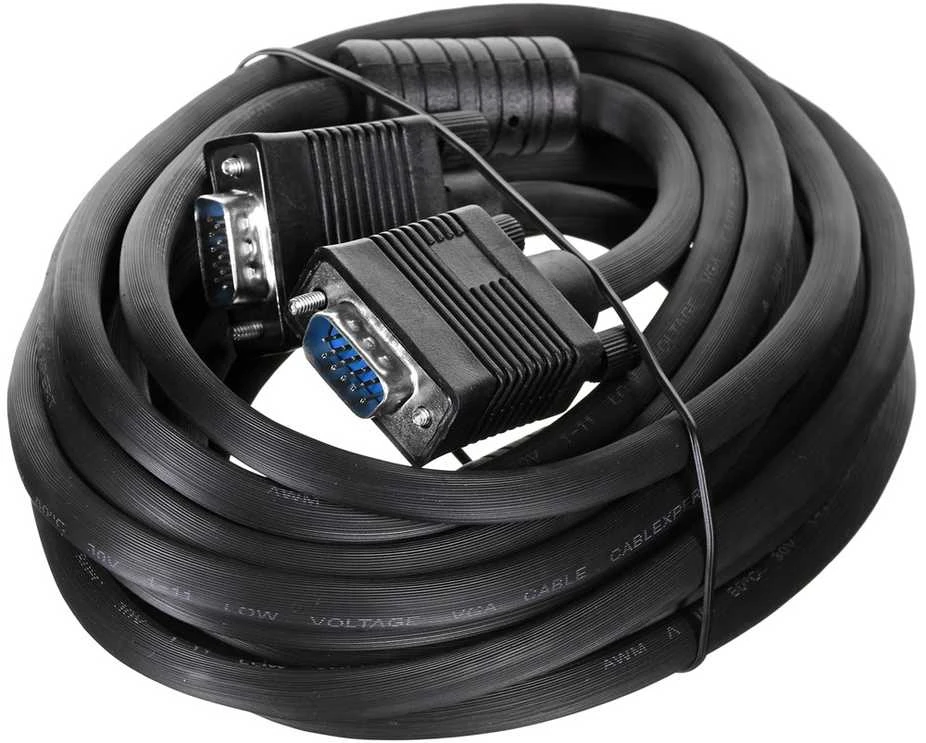 GEMBIRD CC-PPVGA-5M-B Gembird VGA HD15m/HD15m dvigubai ekranuotas su 2 ferito šerdimis 5m kabelis juodas