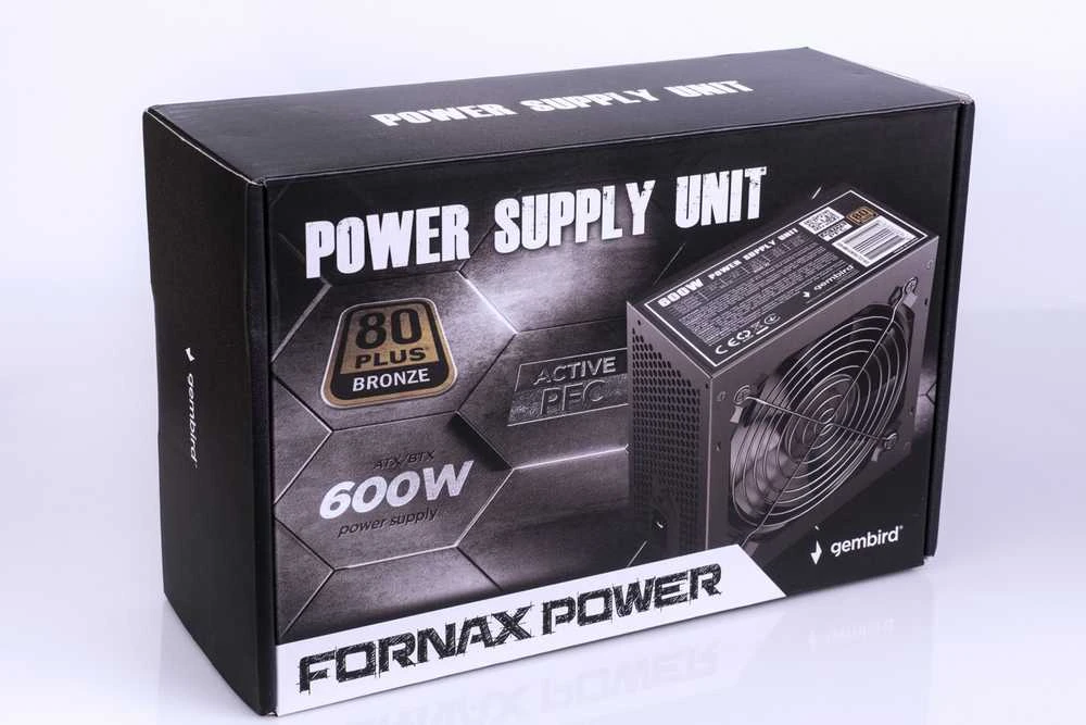 GEMBIRD maitinimo blokas 600W aktyvus PFC 12 cm ventiliatorius 80+ bronzos spalvos dėžutė