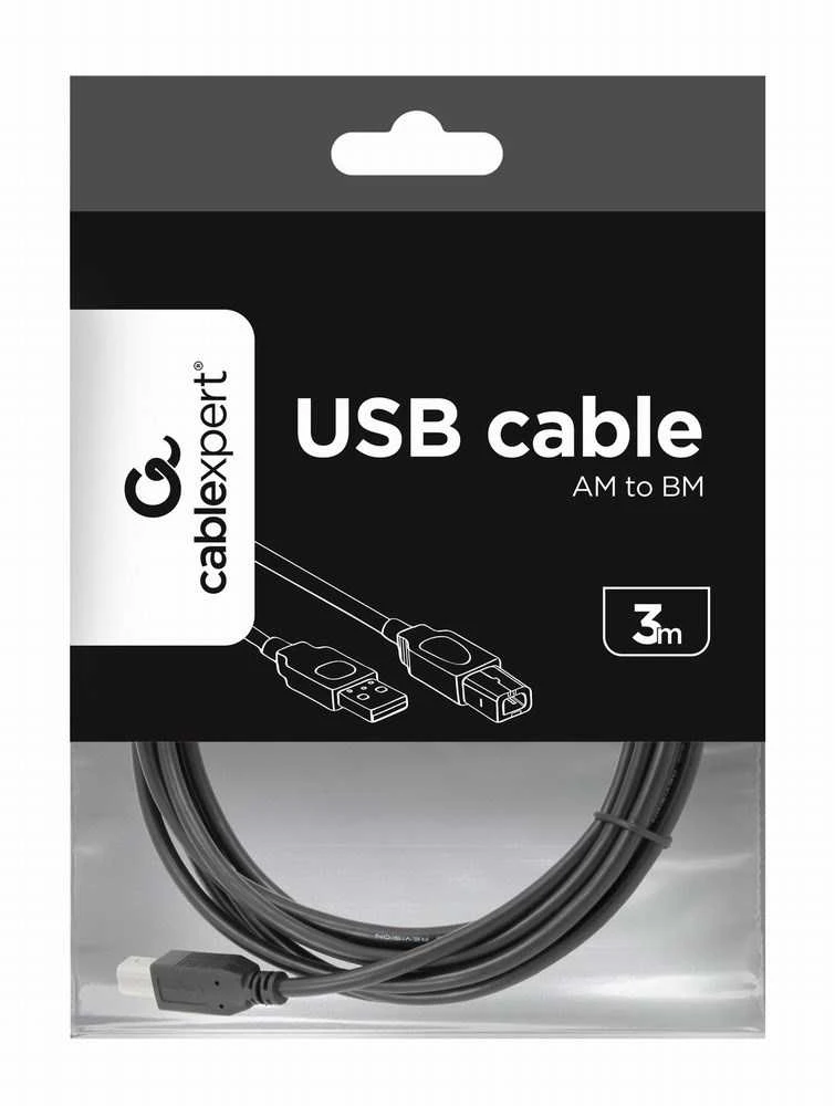 GEMBIRD CCP-USB2-AMBM-10 USB 2.0 A- B 3m cable juodos spalvos