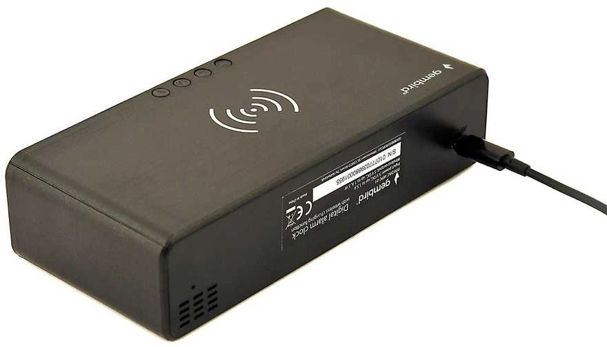 GEMBIRD DAC-WPC-01 skaitmeninis žadintuvas su belaidžio įkrovimo funkcija, juodas
