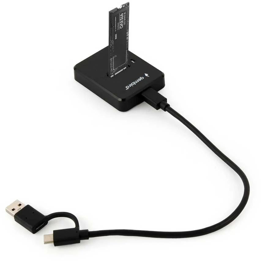 GEMBIRD Desktop USB Type-C M.2 SATA NVME SSD drive docking station juodas