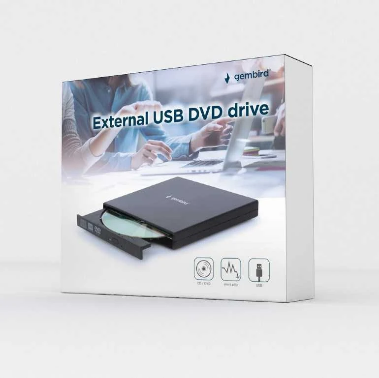Kietasis diskas Gembird DVD-USB-04 optical disc drive DVD±RW Juodas (Atnaujinta)