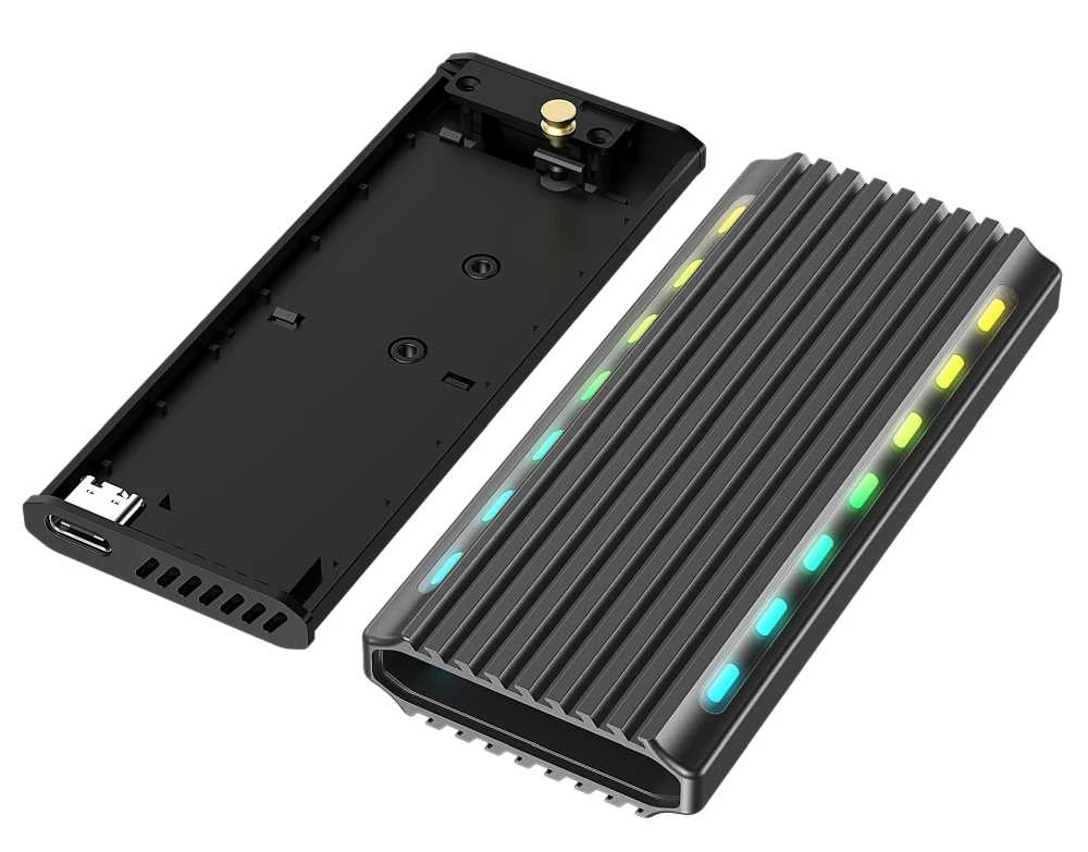 GEMBIRD EE2280-U3C-03 USB 3.1 korpusas M.2 NVMe diskams su foniniu apšvietimu aliuminio