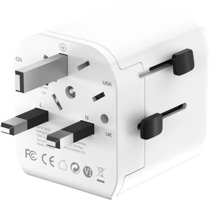 „Gembird“ ES–universalus kelioninis maitinimo adapteris, 12 W | TPA-EU2A12-01-W | 5 V