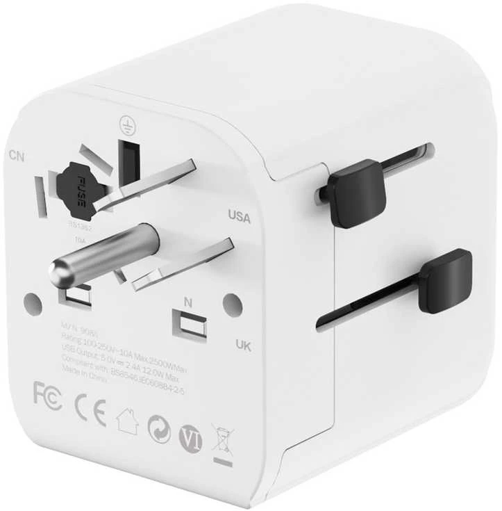 „Gembird“ ES–universalus kelioninis maitinimo adapteris, 12 W | TPA-EU2A12-01-W | 5 V