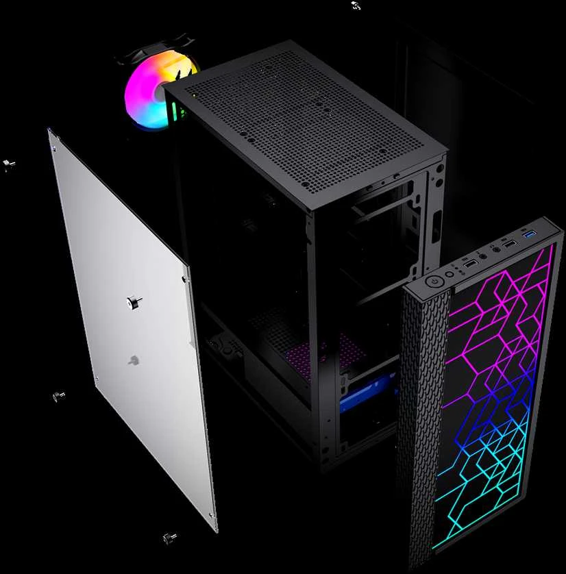 Kompiuterio korpusas GEMBIRD 2500 ATX, ARGB apšvietimas, juodas