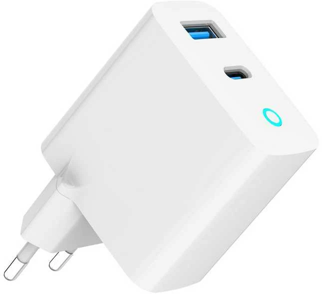 Gembird 2 prievadų 30 W GaN USB greitasis įkroviklis, LED baltas TA-UC-PDQC30L-W-01