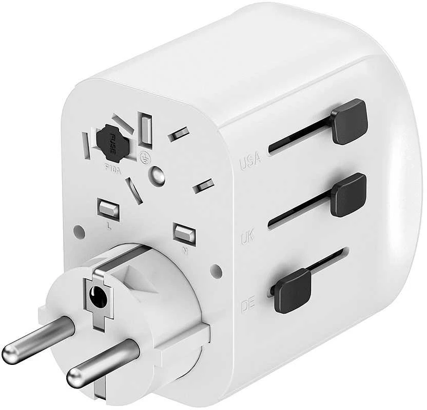 Gembird TPA-EU2A1C15-01-W įžemintas universalus kelioninis maitinimo adapteris, 15 W, baltas
