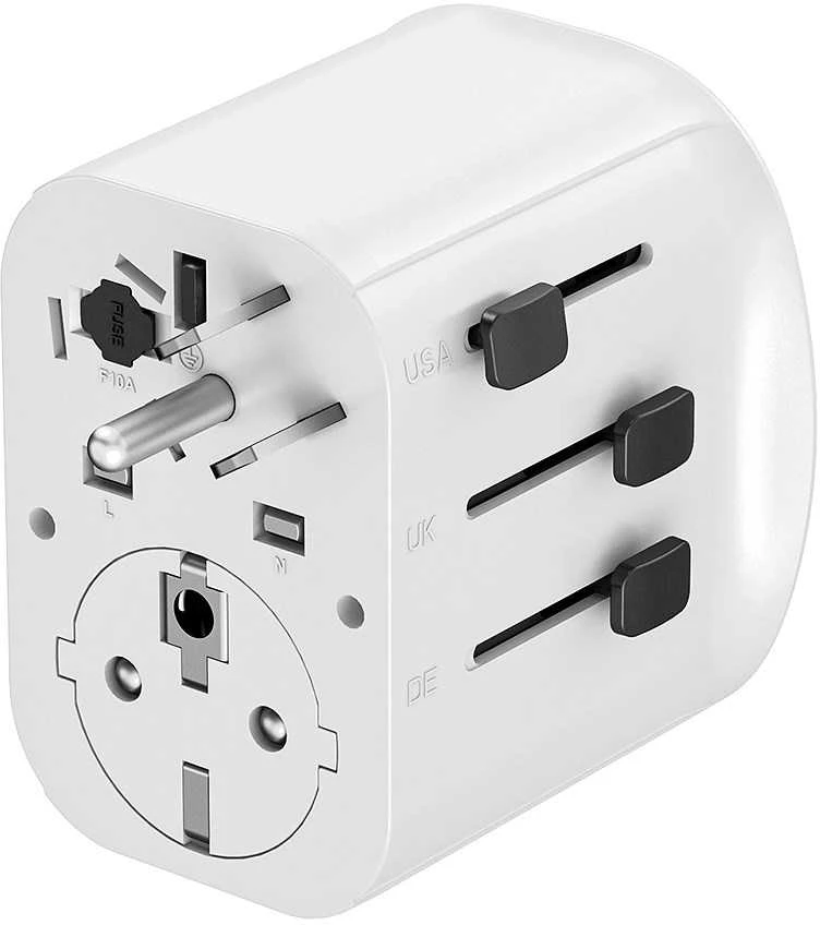 Gembird TPA-EU2A1C15-01-W įžemintas universalus kelioninis maitinimo adapteris, 15 W, baltas