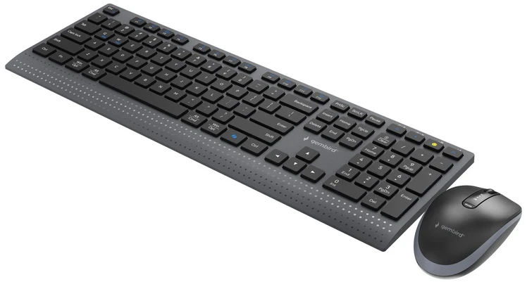 Klaviatūra Gembird KBS-WPS-02 Dual-mode slim wireless desktop set, 2.4G+BT, US išdėstymas