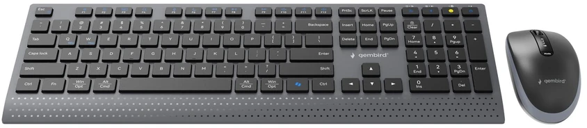 Klaviatūra Gembird KBS-WPS-02 Dual-mode slim wireless desktop set, 2.4G+BT, US išdėstymas