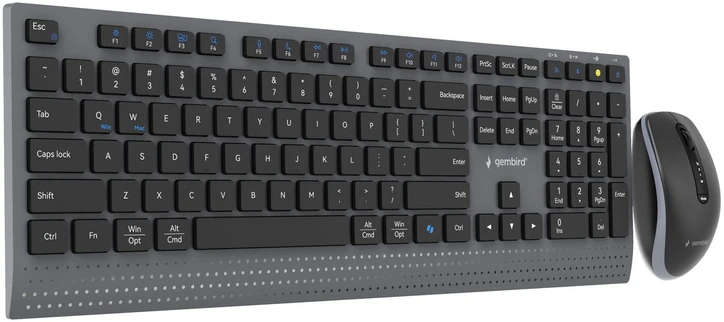 Klaviatūra Gembird KBS-WPS-02 Dual-mode slim wireless desktop set, 2.4G+BT, US išdėstymas