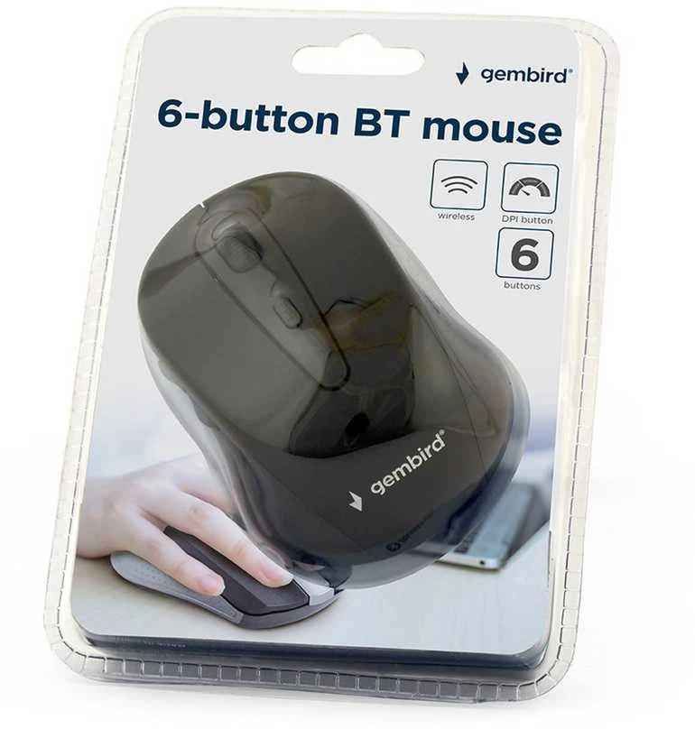 Gembird | MUSWB2 | Optinė Bluetooth pelė | 6 button | Juodas, Pilkas