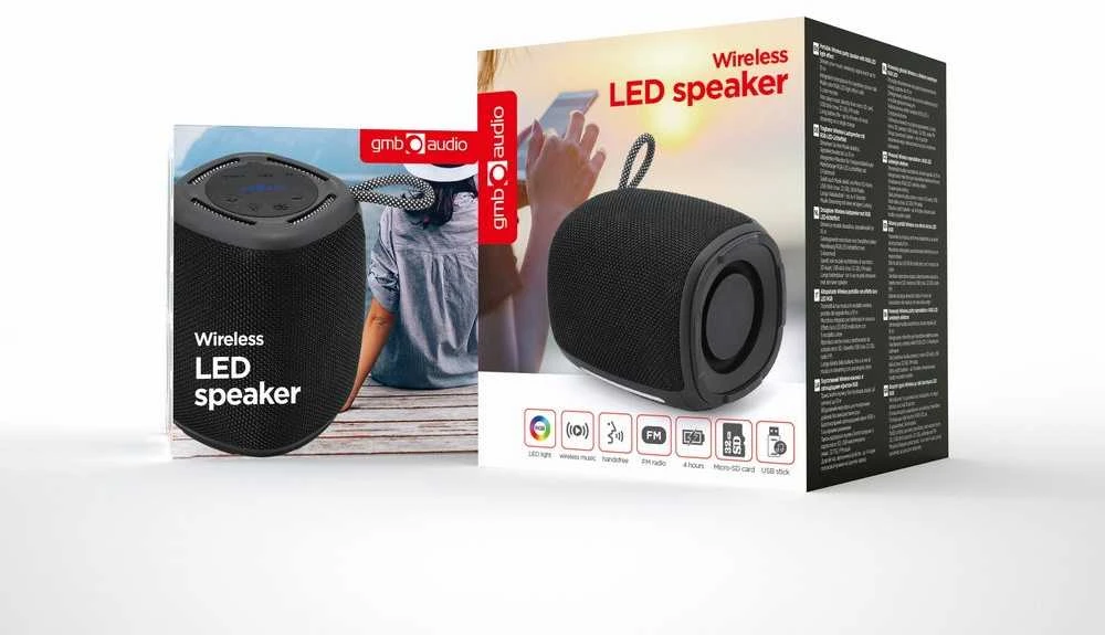 Gembird SPK-BT-LED-03-BK nešiojama kolonėlė