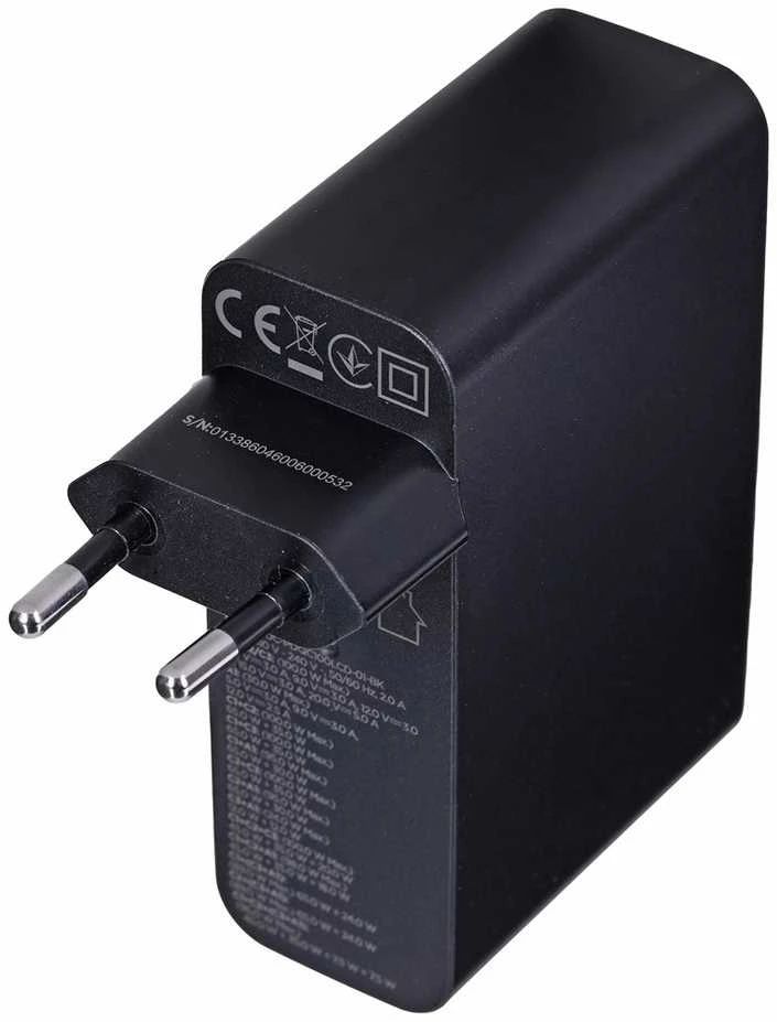Gembird GaN 4x USB, 100W, LCD, juodas