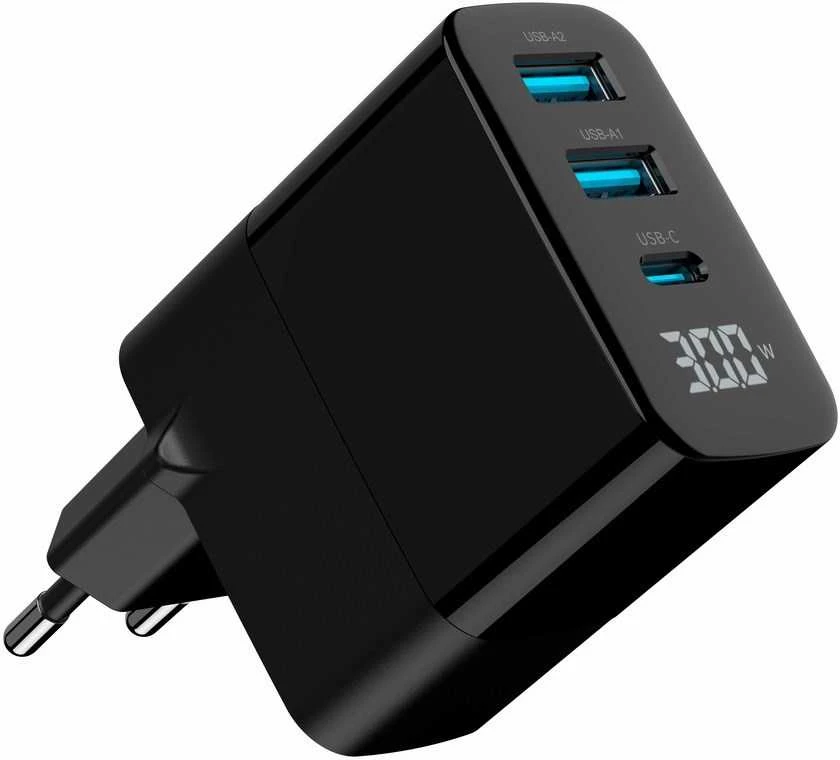Gembird TA-UC-PDQC30LCD-BK-02 mobiliųjų įrenginių įkroviklis Universalus Juodas AC Greitas įkrovimas Vidaus patalpoms