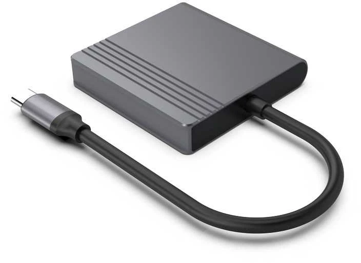 Gembird USB-C adapteris, pilkas korpusas su laidu