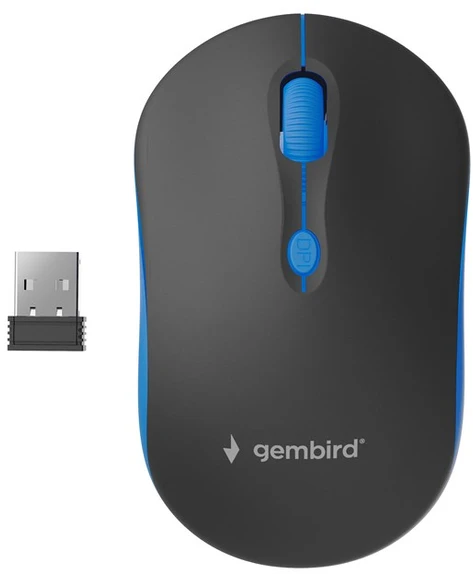GEMBIRD MUSW-4B-03-B Gembird Optinė belaidė pelė MUSW-4B-03-B, 1600 DPI, nano USB, juodas-mėlynas