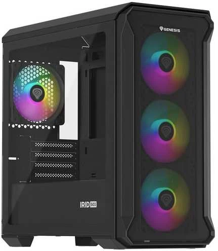 GENESIS IRID 503 ARGB Pc case, Micro tower, 2xUSB 2.0, 2x Jack, 1xUSB 3.0, Juodas | Genesis | IRID 503 ARGB | Juodas | ATX