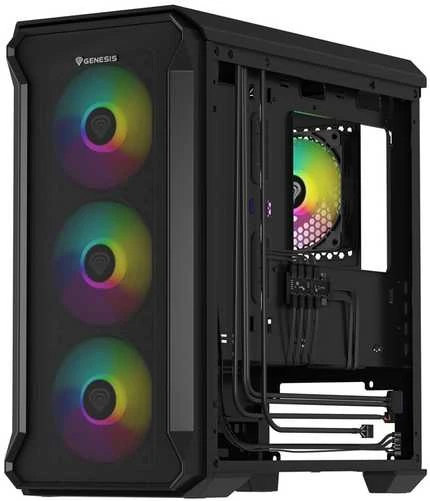 GENESIS IRID 503 ARGB Pc case, Micro tower, 2xUSB 2.0, 2x Jack, 1xUSB 3.0, Juodas | Genesis | IRID 503 ARGB | Juodas | ATX