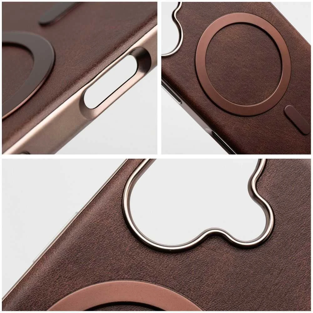 Oem GENTLEMAN MAG COVER dėklas suderinamas su MagSafe skirtas Apple iPhone 16 Pro rudos spalvos