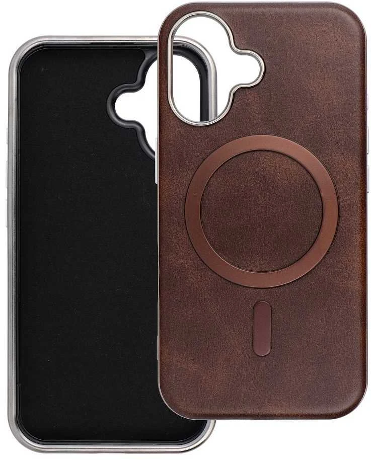 Oem GENTLEMAN MAG COVER dėklas suderinamas su MagSafe skirtas Apple iPhone 16 Pro rudos spalvos