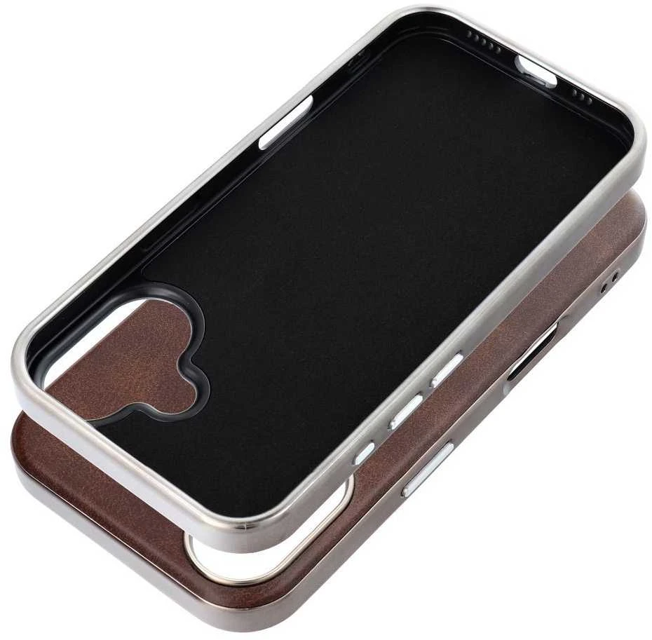 Oem GENTLEMAN MAG COVER dėklas suderinamas su MagSafe skirtas Apple iPhone 16 Pro rudos spalvos
