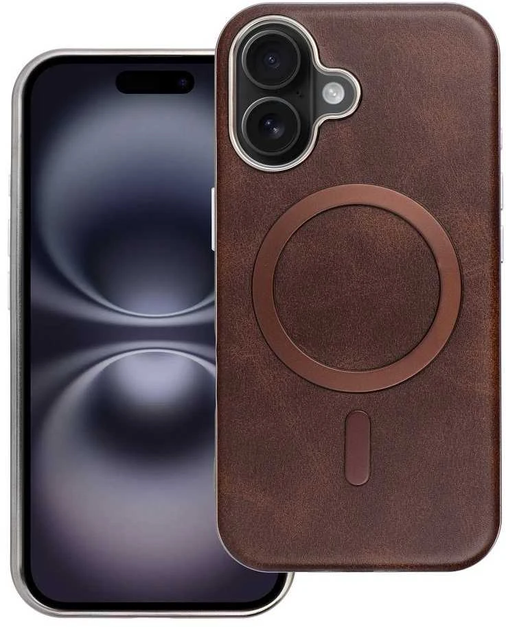Oem GENTLEMAN MAG COVER dėklas suderinamas su MagSafe skirtas Apple iPhone 16 Pro rudos spalvos