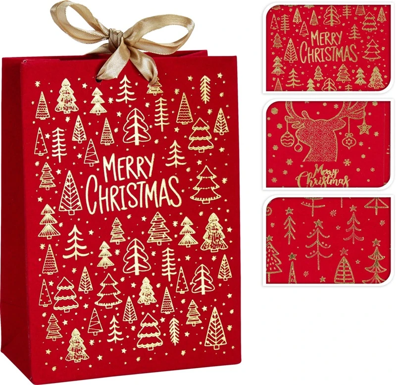 Gift bag Velvet. 11.5 cm x 16 cm. red col.