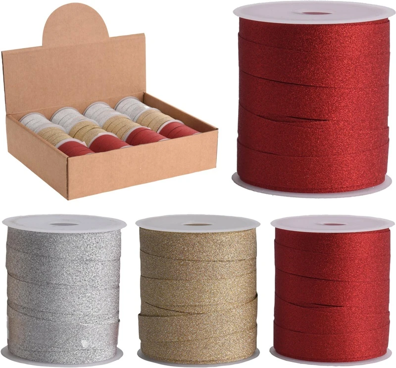 Mondex Dovanų pakavimo juostelė GLITTER, 3 spalvos, 10 cm