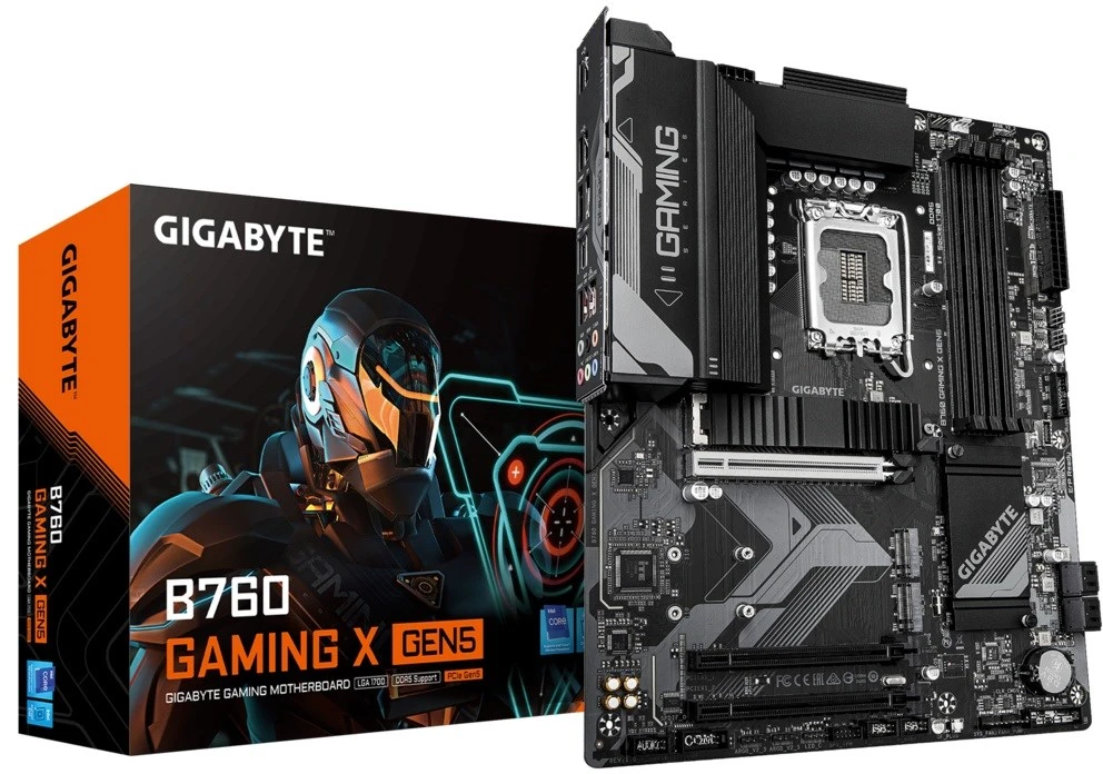 „GIGABYTE B760 GAMING X GEN5“ pagrindinė plokštė – palaiko 14-os kartos „Intel Core“ procesorius, 8+1+1 fazės VRM, iki 5600MHz DDR5, 3xPCIe 4.0 M.2, 2.5 GbE LAN, USB 3.2 Gen 2