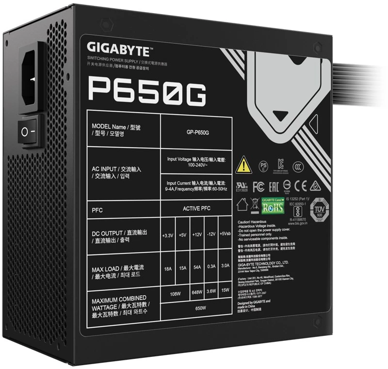 „Gigabyte“ maitinimo šaltinis | Procesorių šeima AMD | P650G PCIE 5.1 | 650 W | Procesoriaus lizdas AM4 | DDR4 DIMM | Atminties lizdai 2 | Palaikomos standžiųjų diskų sąsajos SATA, M.2 | SATA jungčių skaičius 4 | Lustų rinkinys AMD A520 | Micro ATX