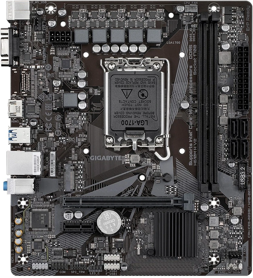 Pagrindinė plokštė Gigabyte | H610M H V2 G1.0 | Intel | Procesoriaus lizdas LGA1700 | DDR4 | Palaikomos standžiojo disko sąsajos M.2, SATA | SATA jungčių skaičius 4
