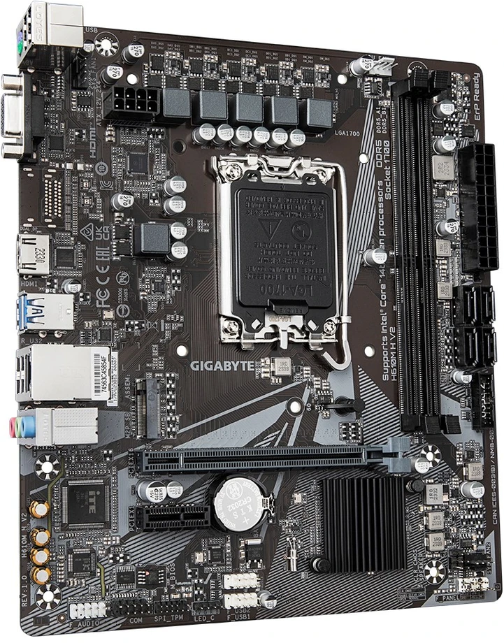 Pagrindinė plokštė Gigabyte | H610M H V2 G1.0 | Intel | Procesoriaus lizdas LGA1700 | DDR4 | Palaikomos standžiojo disko sąsajos M.2, SATA | SATA jungčių skaičius 4