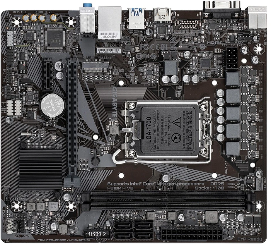Pagrindinė plokštė Gigabyte | H610M H V2 G1.0 | Intel | Procesoriaus lizdas LGA1700 | DDR4 | Palaikomos standžiojo disko sąsajos M.2, SATA | SATA jungčių skaičius 4