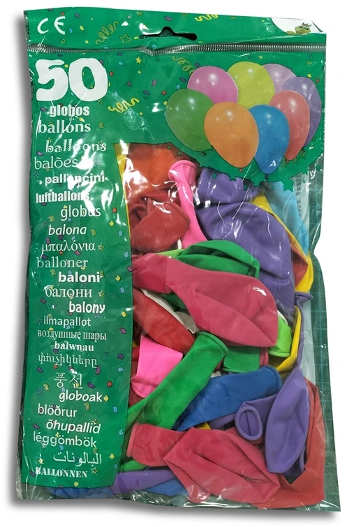 Globolandia Balionai ovalūs, įvairių spalvų, D21 cm 50 vnt.