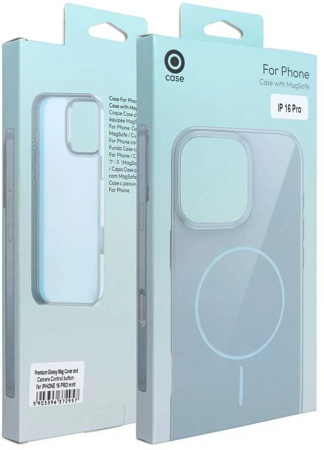 Oem Originalus „iPhone 17 Pro / 18 Pro“ dėklas (žemas kameros kraštas), blizgus „Mag“ dėklas, suderinamas su „MagSafe“, mėtinės spalvos
