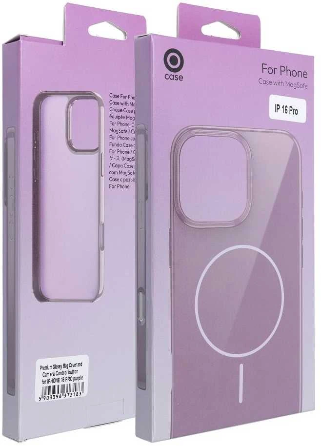 OEM dėklas, skirtas iPhone 17 Pro Max / 18 Pro Max (žemas kameros kraštas), blizgus Mag dėklas, suderinamas su MagSafe violetine