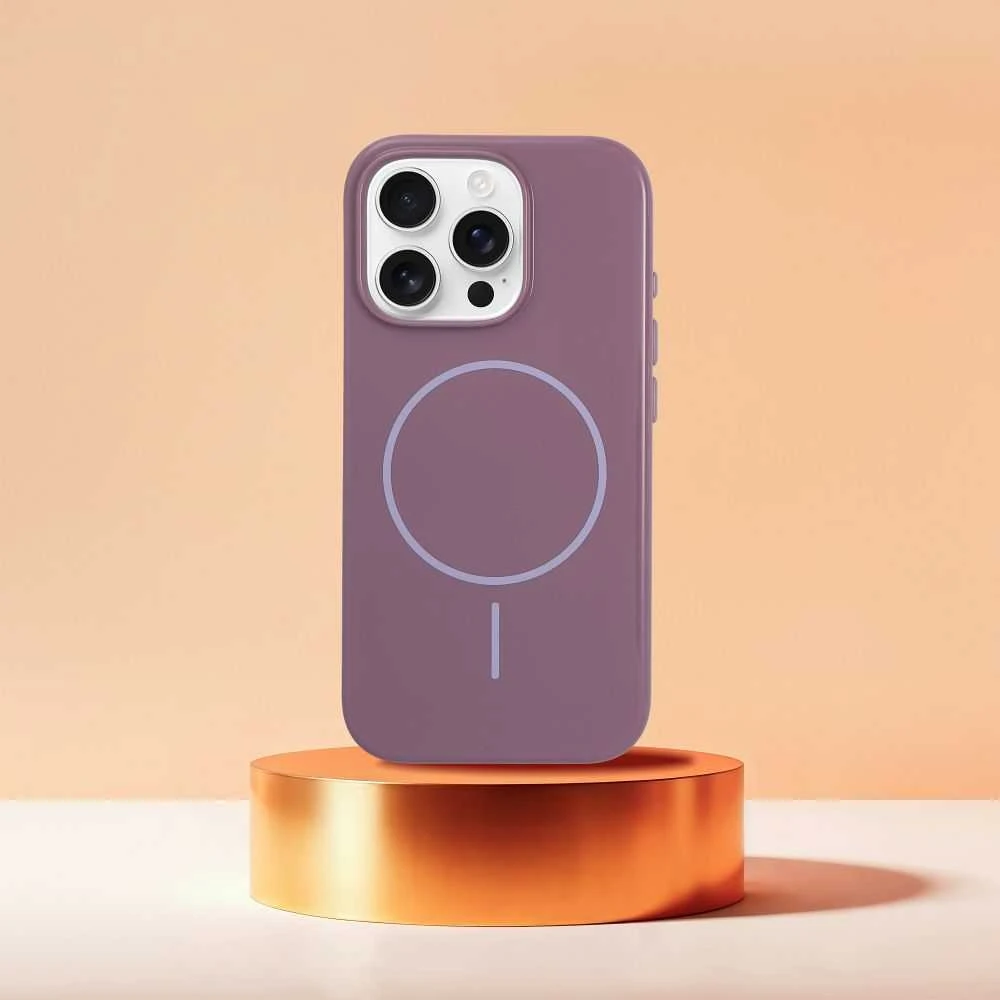 OEM dėklas, skirtas iPhone 17 AIR, blizgus Mag dėklas, suderinamas su MagSafe violetine
