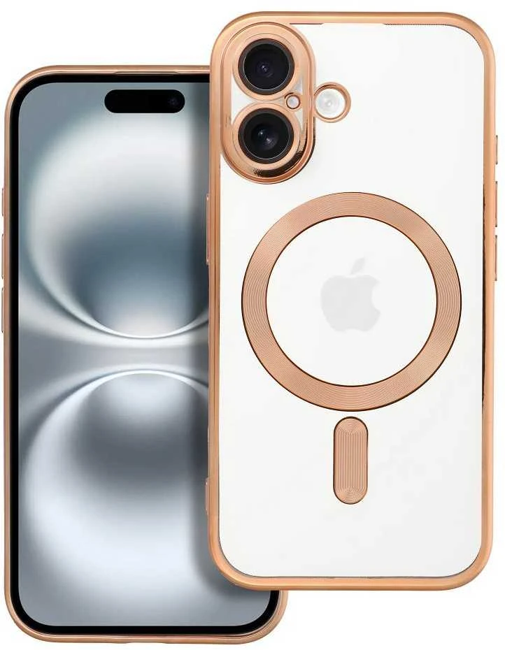 OEM dėklas, skirtas iPhone 16, Electro Mag dėklas, suderinamas su MagSafe auksiniu dangteliu