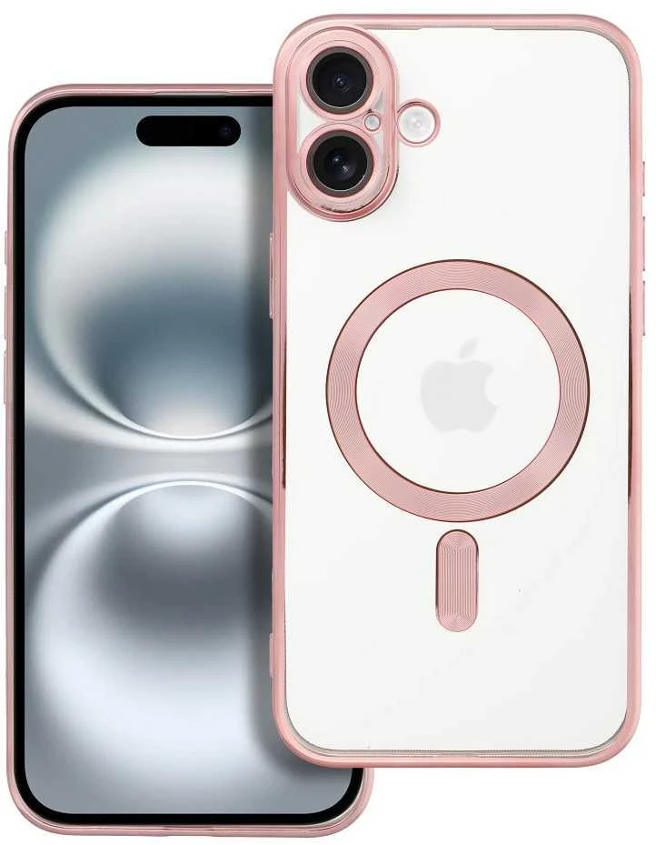 OEM dėklas, skirtas iPhone 16 PLUS, Electro Mag dėklas, suderinamas su MagSafe, auksinis-rose