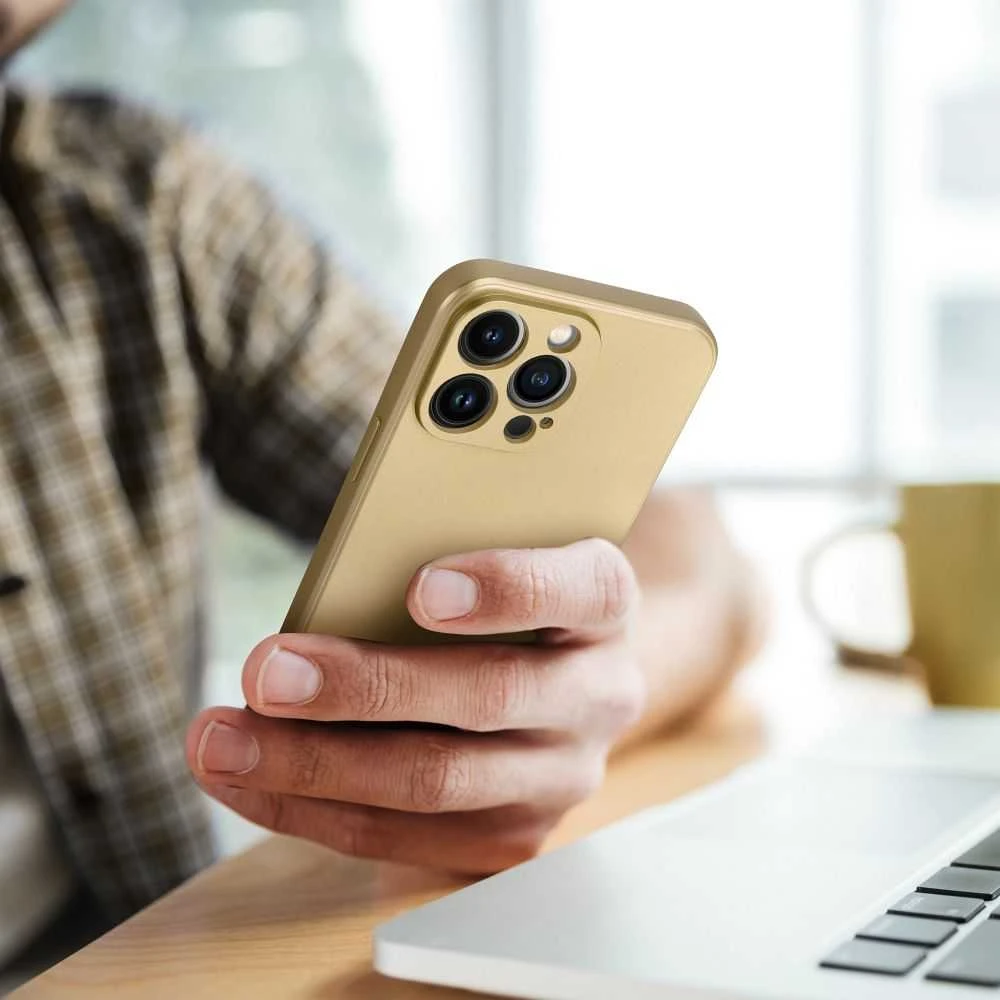 OEM dėklas, skirtas iPhone 16 PLUS, metalinis auksinis