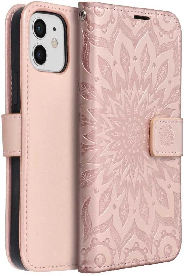 Forcell OEM atverčiamas dėklas iPhone 12 / 12 PRO Mezzo Book mandala rožinis auksinis