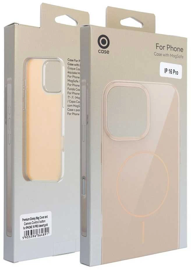 OEM dėklas, skirtas „iPhone 16 PLUS Premium Glossy Mag Cover“, suderinamas su „MagSafe“ ir kameros valdymo mygtuku, dykuminis auksinis