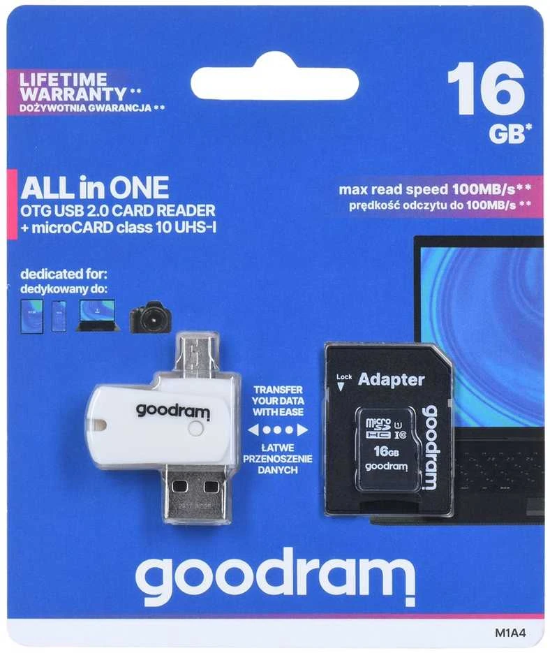 Oem 16GB 100 MB/s Micro SD atminties kortelė Goodram - OTG adapteris