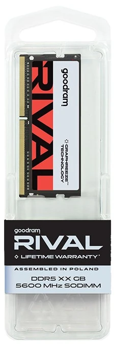 „Goodram SODIMM DDR5 32GB 5600MHz CL40 DR RIVAL“ atminties modulis 1 x 32 GB 5600 MT/s 262 kontaktų SO-DIMM
