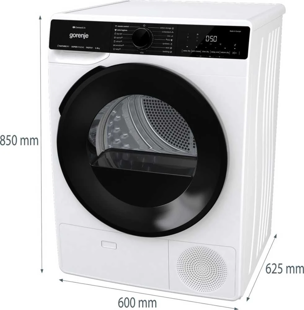 Džiovyklė Gorenje DPNA92WIFI tumble dryer Freestanding Front-load 9kg A++ Juodas, Baltas