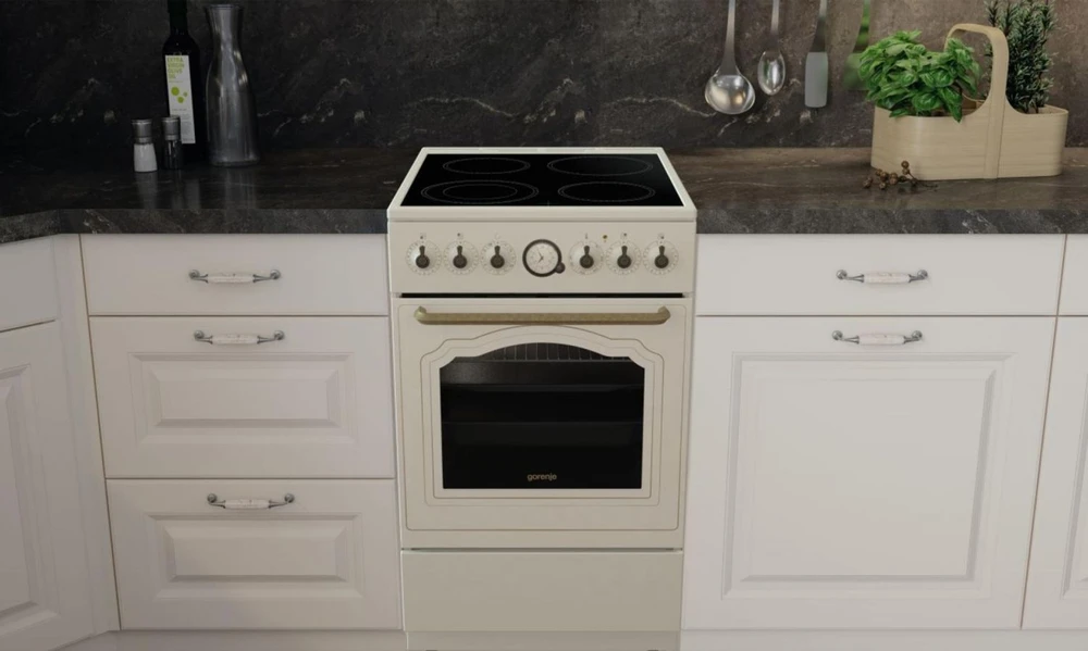 Gorenje | Cooker | GECS5B70CLI | Hob type Vitroceramic | Oven type Electric | rusvai gelsvas | Plotis 50 cm | Gylis 59.4 cm | 70 L
