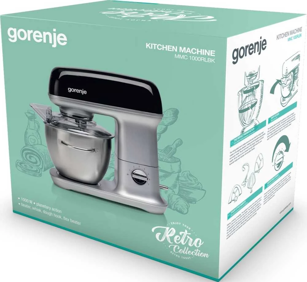 Virtuvinis kombainas Gorenje | Kitchen machine | MMC1000RLBK | 1000 W | Greičių skaičius 7 | Bowl capacity 4.5 L | Juodas